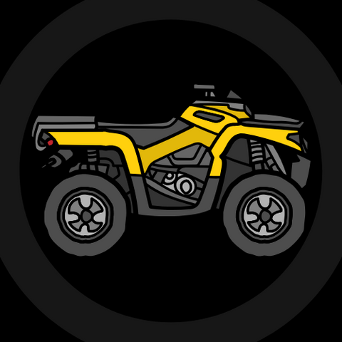 A yellow ATV