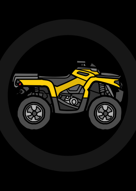 A yellow ATV