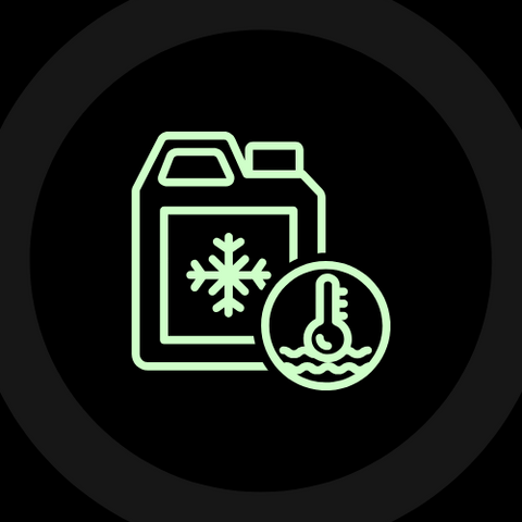 A cartoon drawing of and engine coolant bottle