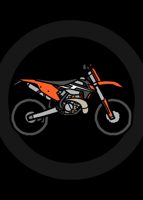 An orange and grey motocross bike. 