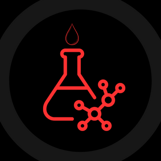 a cartoon drawing of a oil drop with a science beaker and molecules