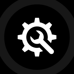 A cartoon drawing of a gear and a wrench