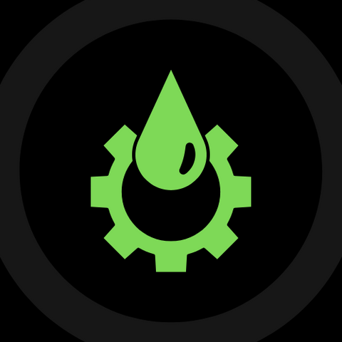 A cartoon drawing of a protective lubricant drop with a gear