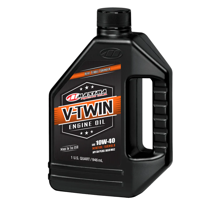 A 946ml bottle of Maxima Racing V-twin 10W40 Mineral Engine Oil 