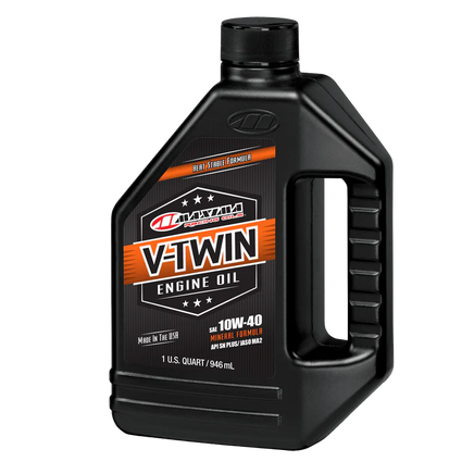 A 946ml bottle of Maxima Racing V-twin 10W40 Mineral Engine Oil 